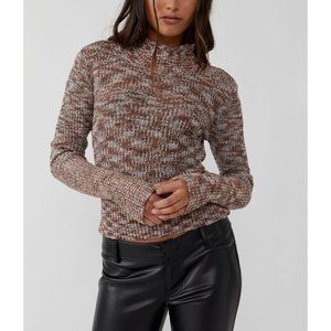 Free People Blair Spacedye Pullover / Black Coffee Combo